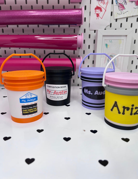 School Supplies Themed or Multi Colors Mini Buckets 3D Printed