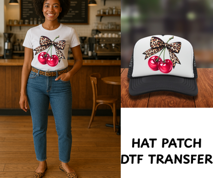 DTF Hat Patch- Leopard Cherries