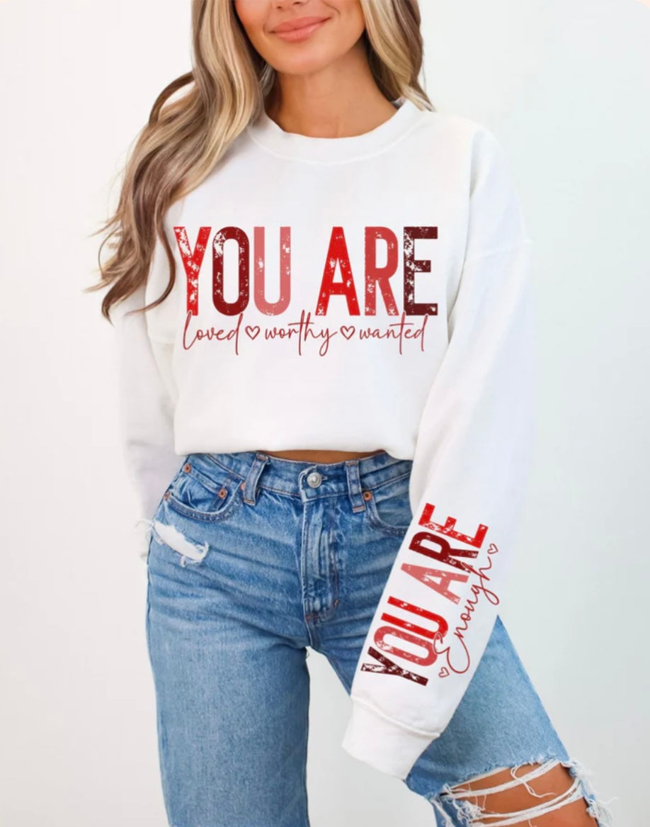 Glitter Clear Film- You Are Loved Worthy Wanted (with one sleeve)