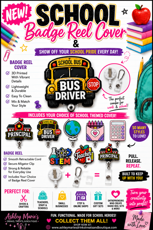 3D Badge Covers (Reel Not Included) - School Themed