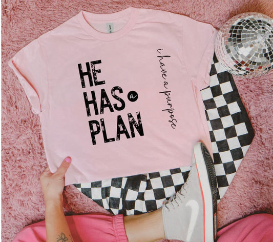 Screen Print- He has a plan- chest and sleeve