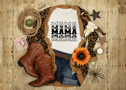 Screen Print- Mama Stacked (Black Cowhide)