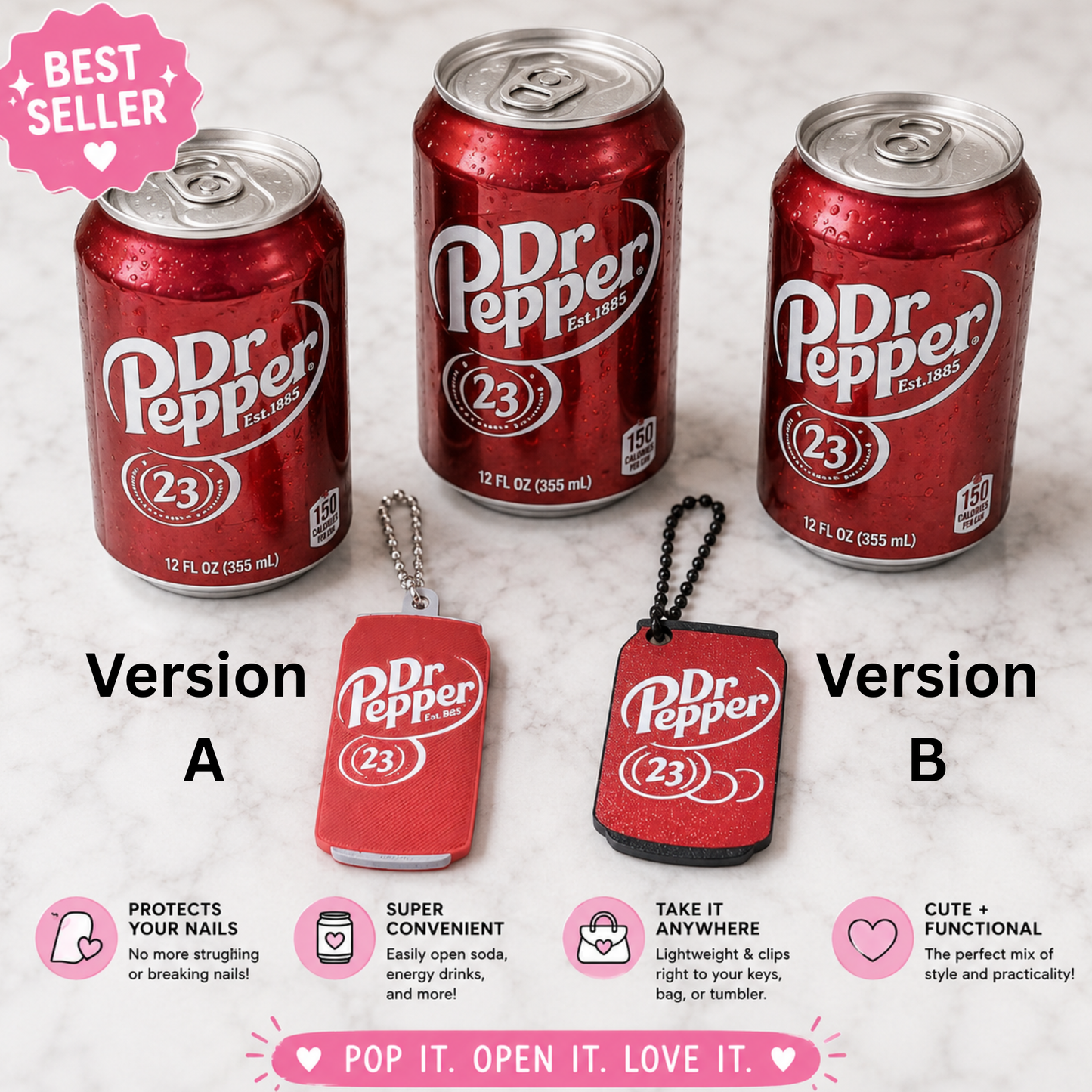 Dr Pepper - Wholesale 3D Printed Can Opener Keychain