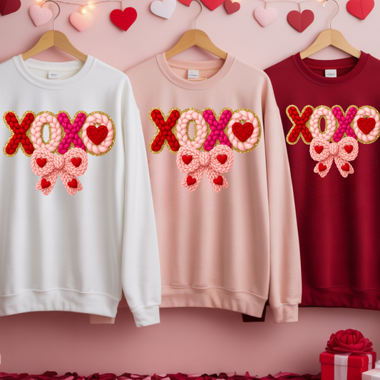 DTF- Faux Yarn XOXO Coquette Bow (2 sizes)