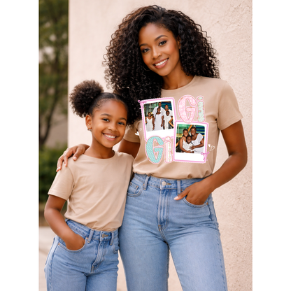 Print To Order DTF- Mama With Personalized Pictures (Pink and Blue Design)