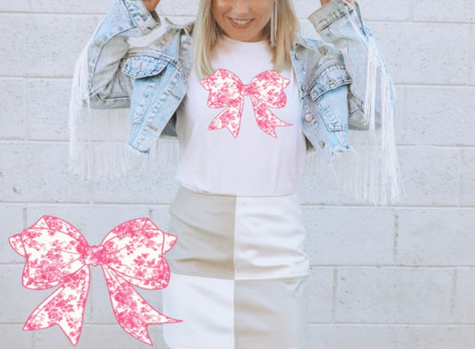 Screen Print- Floral Coquette Bow (Pink)