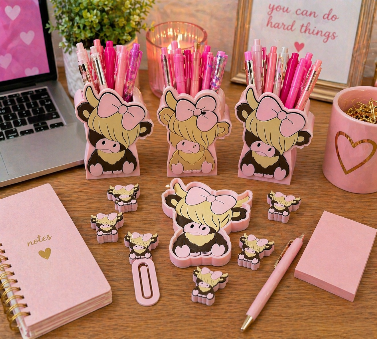 Highland Cow 3D Printed Desk Accessory Bundle Builder