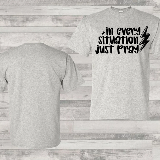 Screen Print- Pray Instead Of- Front Only (Black)