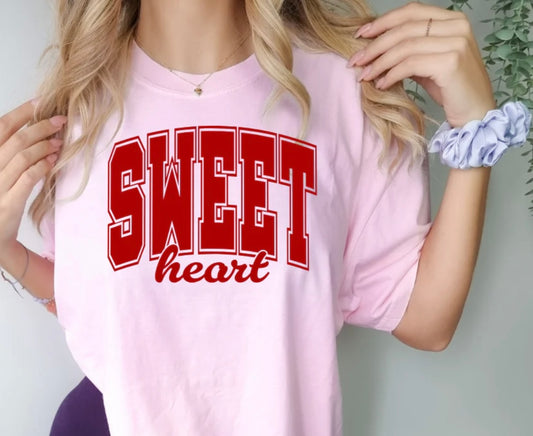 Screen Print- Sweet Heart Varsity and Script- Red