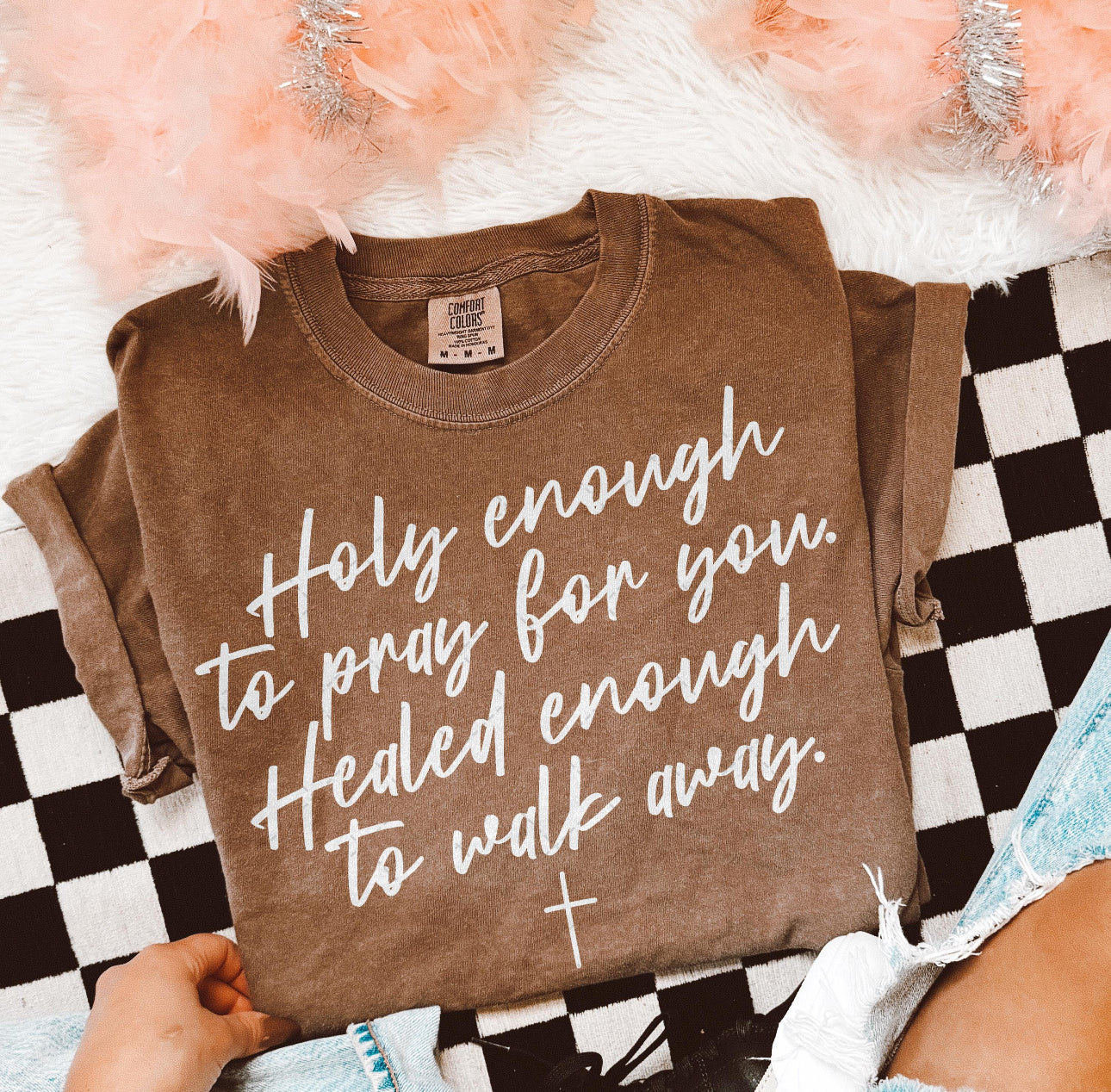 Screen Print- Holy and Healed Enough (White)