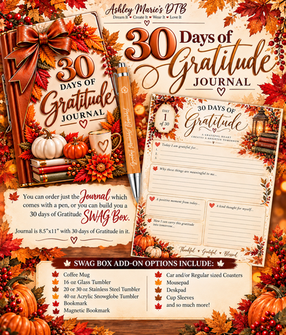 30 Days of Gratitude Journal SWAG Box | Personalized Fall Gift Box & Gratitude Journal Set