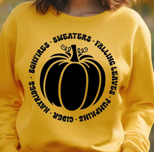Screen Print- Bonfires, Sweaters, Falling Leaves (Black)