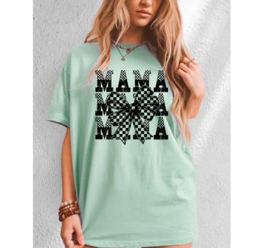 Screen Print- Mama Stacked (Bow/Checkered)