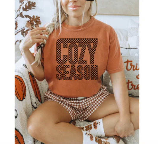 Screen Print- Cozy Season (Black/Checkered)