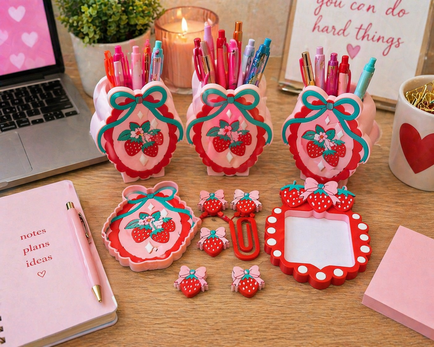Strawberry Patch 3D Printed Desk Accessory Bundle Builder