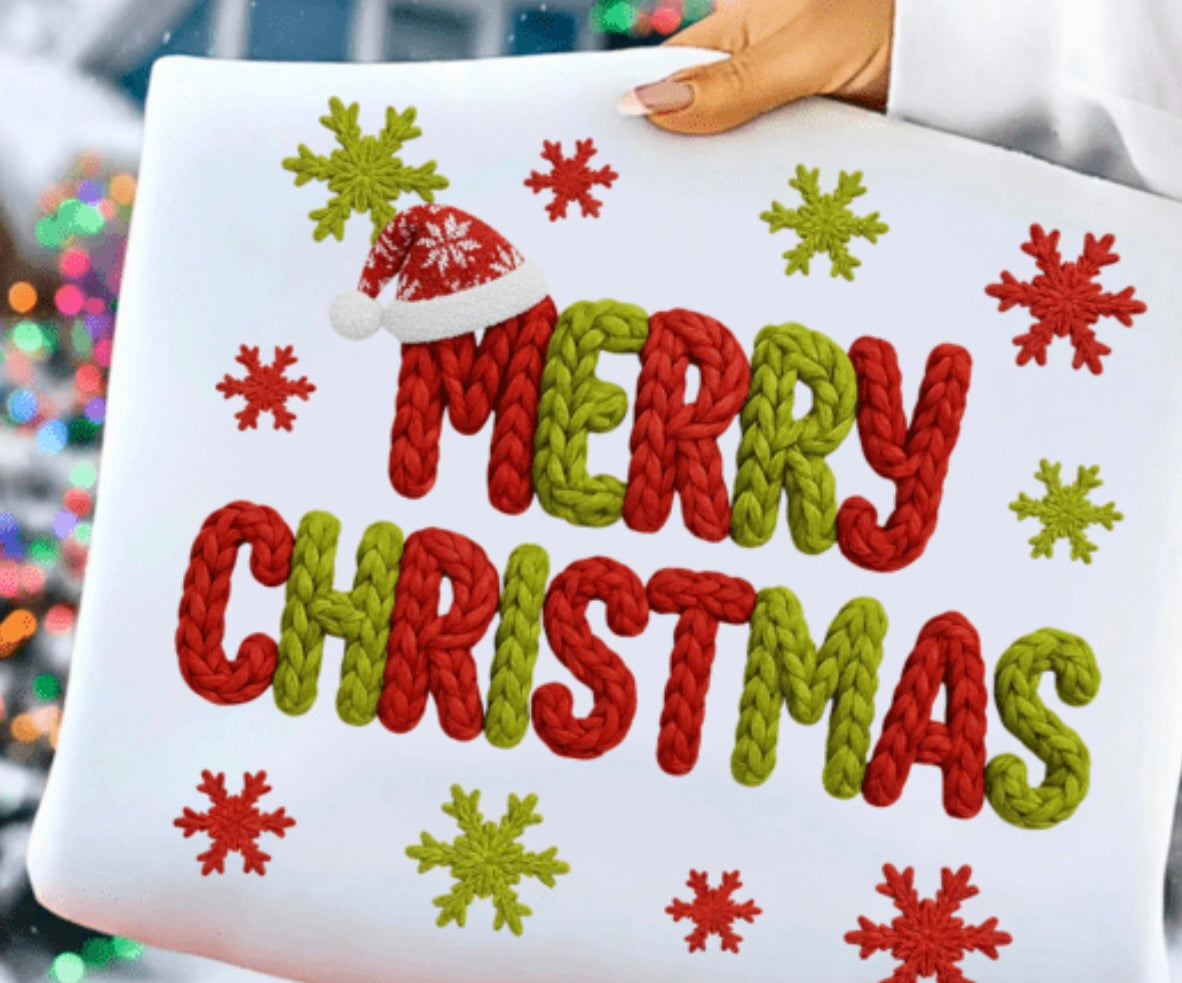 Faux Yarn Merry Christmas- Transfers