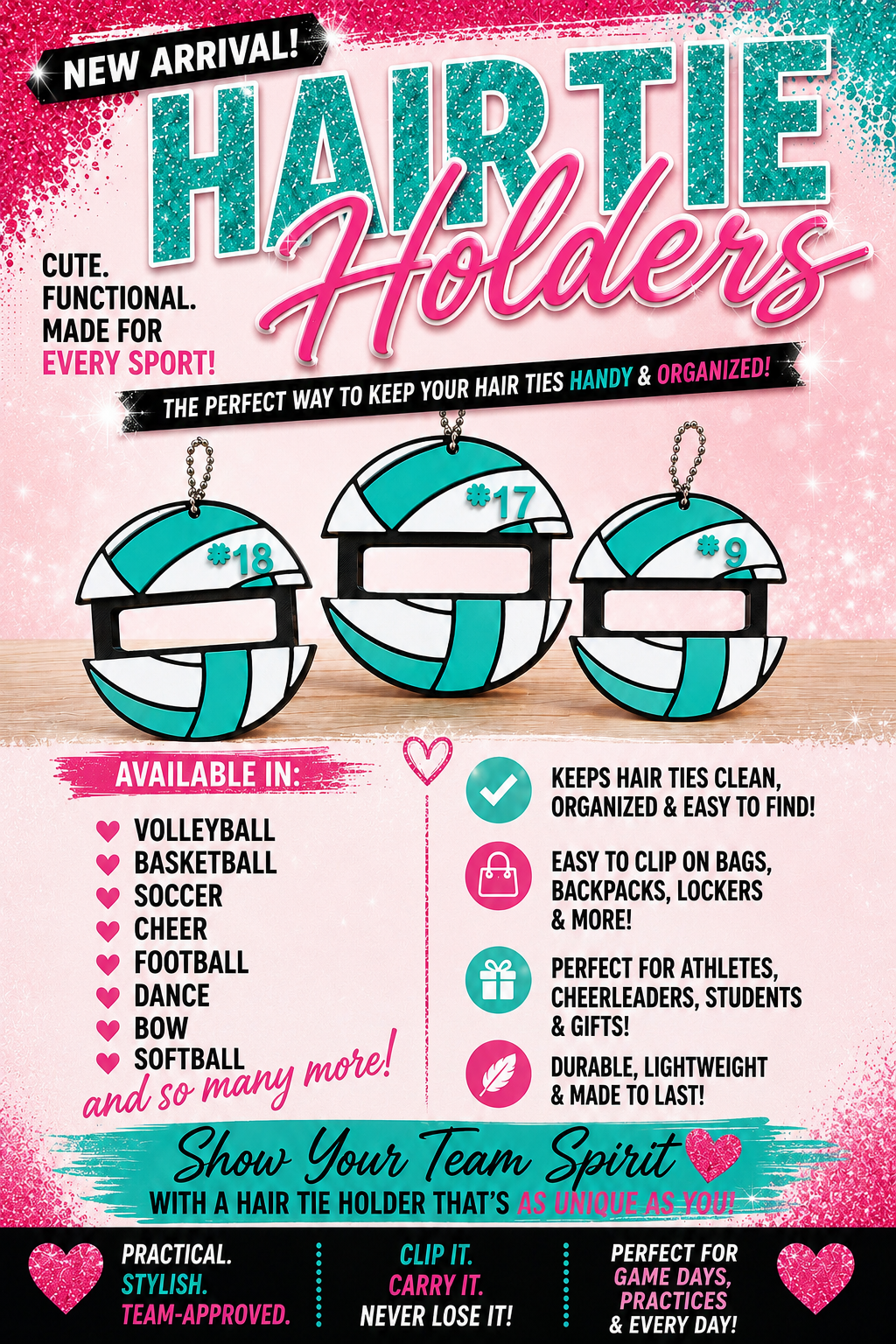 Custom Sports Hair Tie Holders – Personalized Team & Athlete Accessories