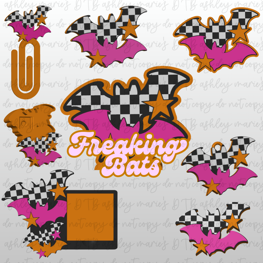 Freaking Bats -Inspired 3D Printed Office Bundle | Horror Desk Organizer Set | Pen Holder, Sticky Note Holder, Jumbo Paper Clips & Desk Accessories