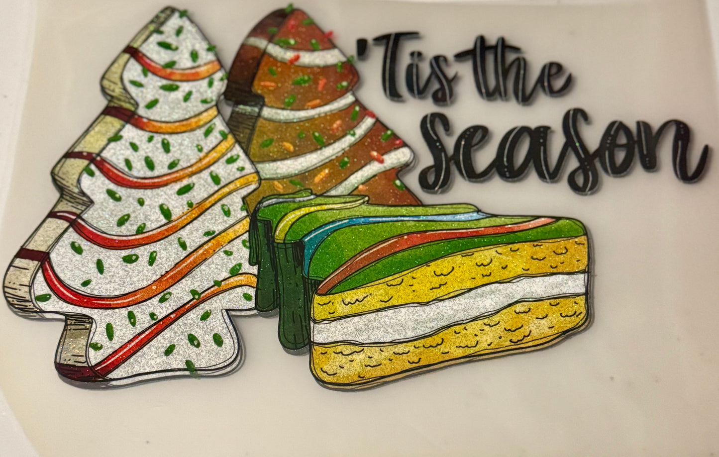 Glitter Clear Film- Tis The Season with Tree Cakes