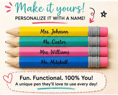 Personalized 3D Printed Pencil Pen | Custom Teacher Gift, Classroom Pen, Novelty Writing Pen