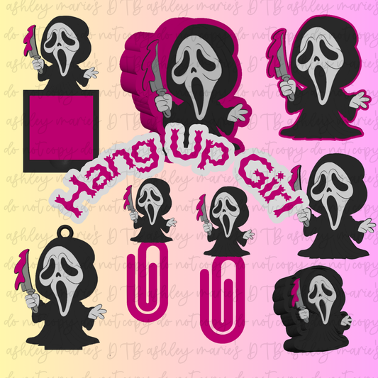 Hang Up Girl-Inspired 3D Printed Office Bundle | Horror Desk Organizer Set | Pen Holder, Sticky Note Holder, Jumbo Paper Clips & Desk Accessories