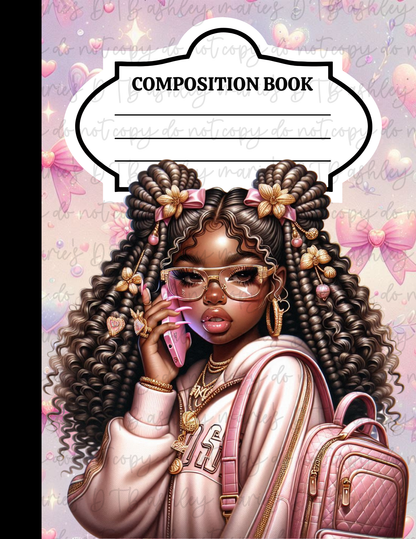 Girly School - Composition Notebook Sticker Covers | Glossy Printable Vinyl Front & Back Wraps