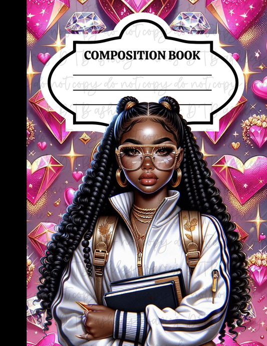 Girly School - Composition Notebook Sticker Covers | Glossy Printable Vinyl Front & Back Wraps