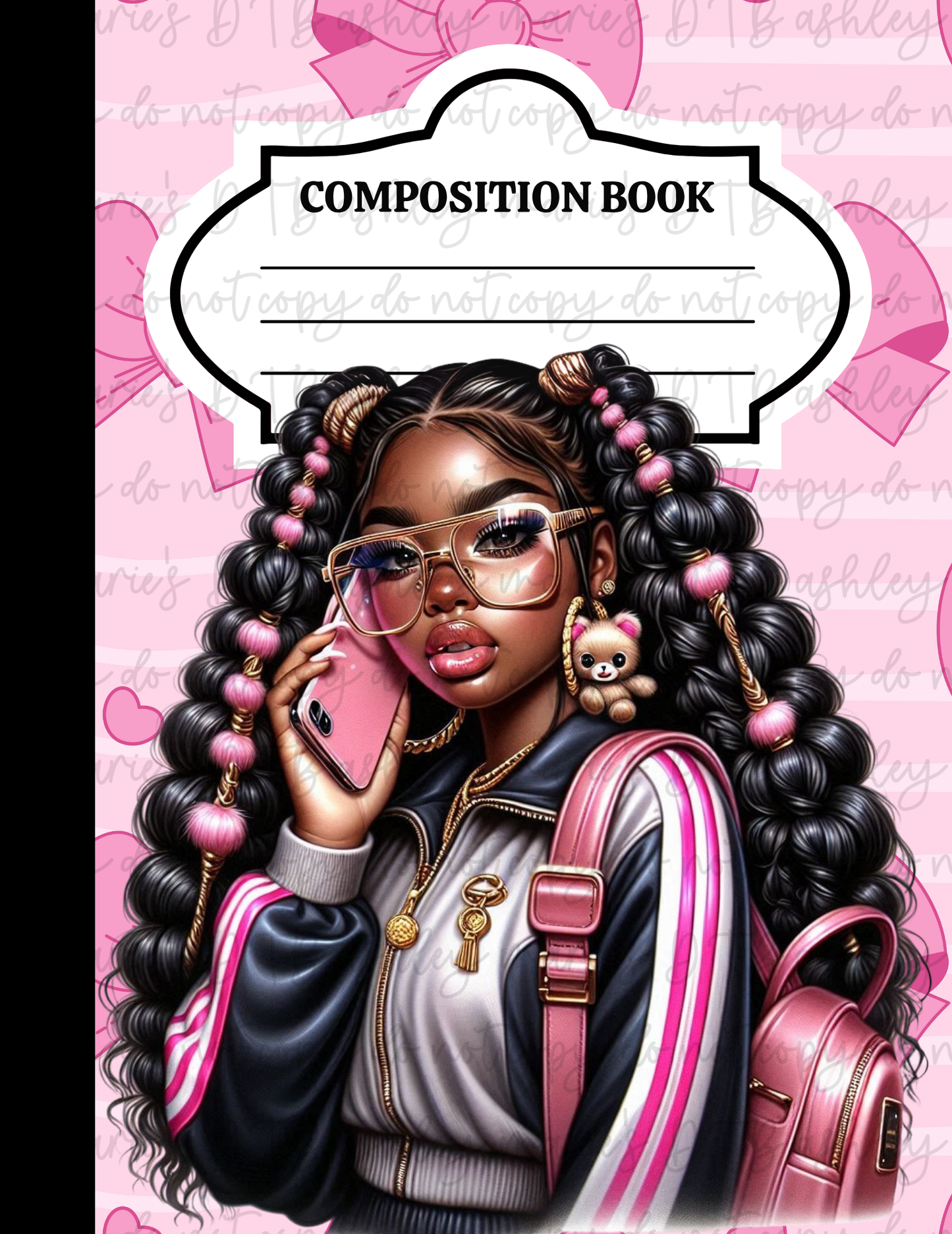 Girly School - Composition Notebook Sticker Covers | Glossy Printable Vinyl Front & Back Wraps