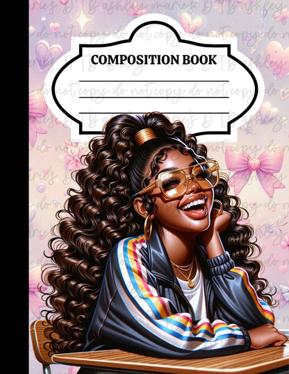 Girly School - Composition Notebook Sticker Covers | Glossy Printable Vinyl Front & Back Wraps