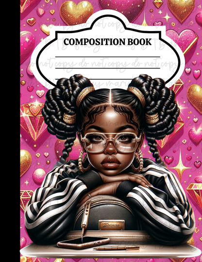Girly School - Composition Notebook Sticker Covers | Glossy Printable Vinyl Front & Back Wraps