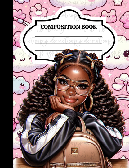 Girly School - Composition Notebook Sticker Covers | Glossy Printable Vinyl Front & Back Wraps