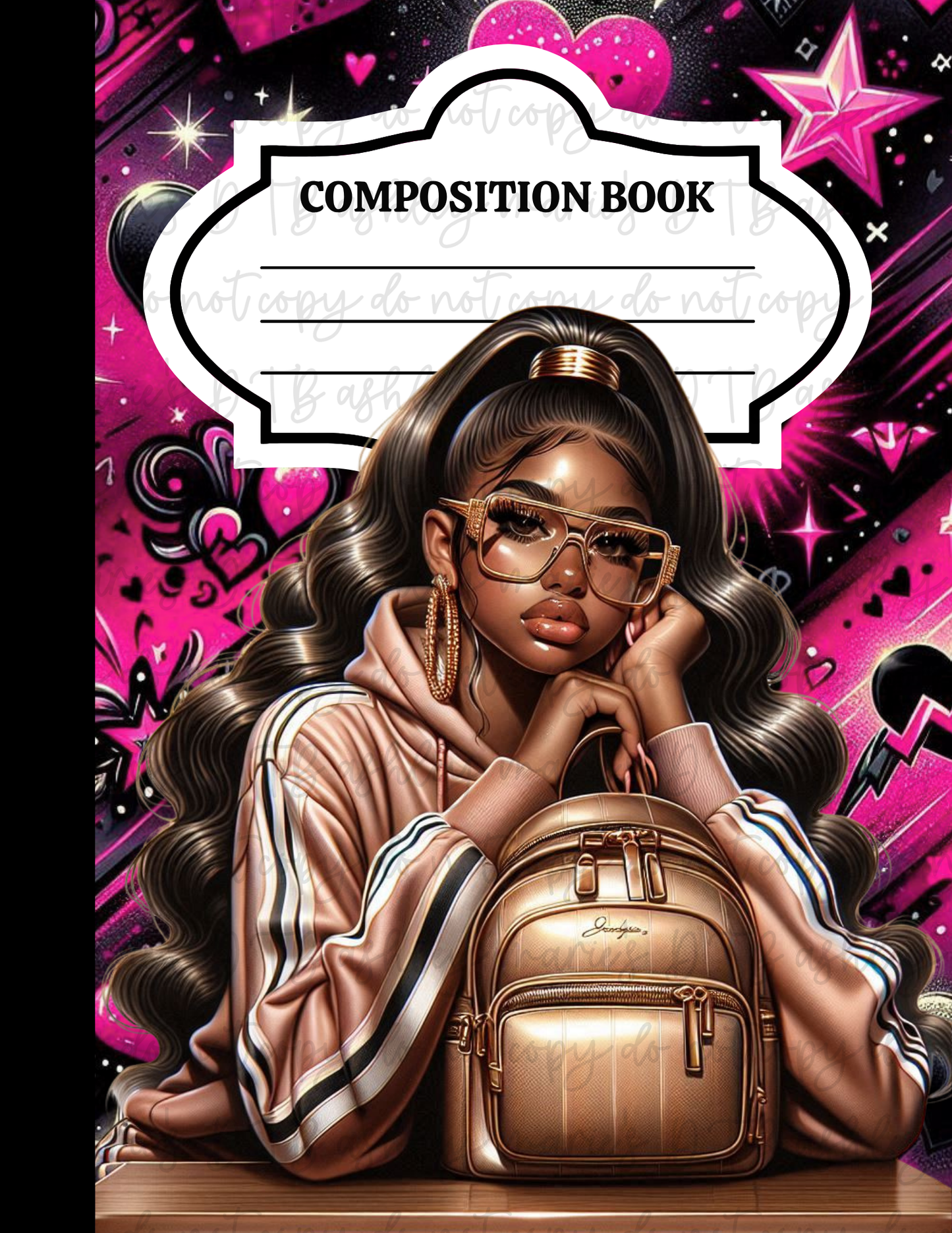 Girly School - Composition Notebook Sticker Covers | Glossy Printable Vinyl Front & Back Wraps