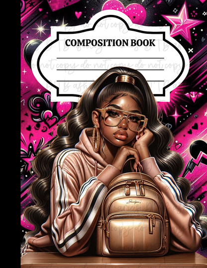 Girly School - Composition Notebook Sticker Covers | Glossy Printable Vinyl Front & Back Wraps