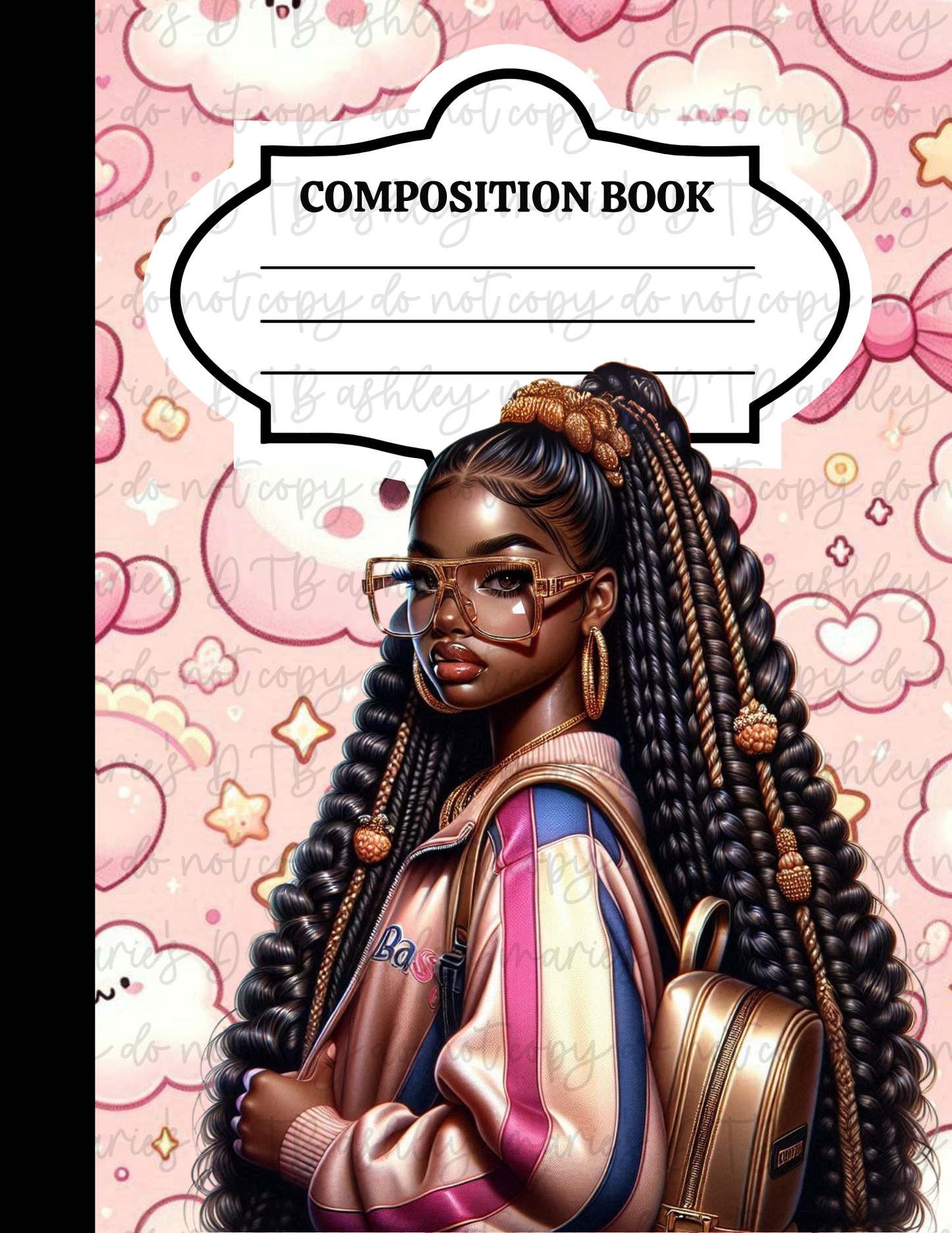 Girly School - Composition Notebook Sticker Covers | Glossy Printable Vinyl Front & Back Wraps