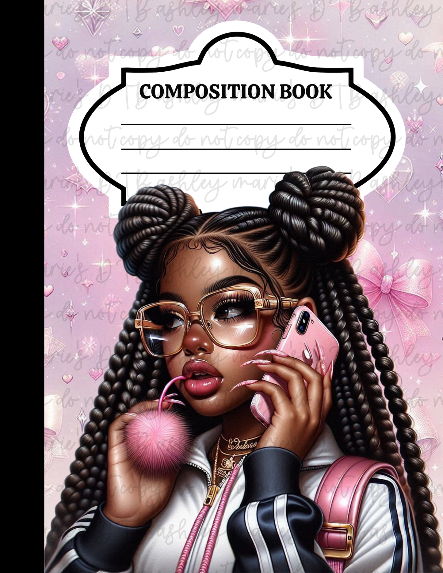 Girly School - Composition Notebook Sticker Covers | Glossy Printable Vinyl Front & Back Wraps