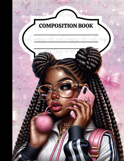Girly School - Composition Notebook Sticker Covers | Glossy Printable Vinyl Front & Back Wraps