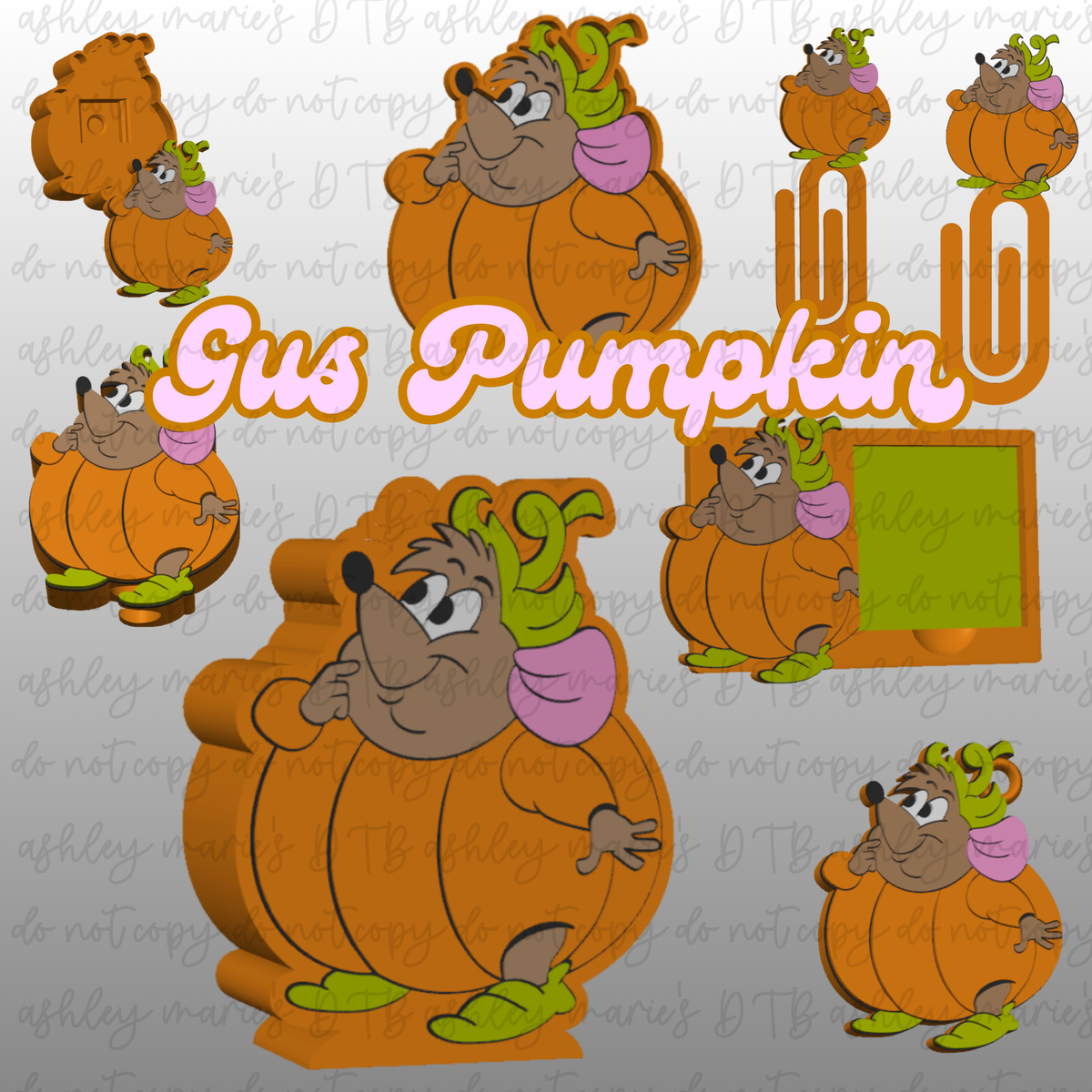 Gus Pumpkin -Inspired 3D Printed Office Bundle | Horror Desk Organizer Set | Pen Holder, Sticky Note Holder, Jumbo Paper Clips & Desk Accessories