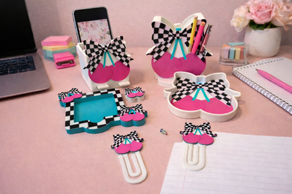 Race Checkered Cherries 3D Printed Desk Accessory Bundle Builder