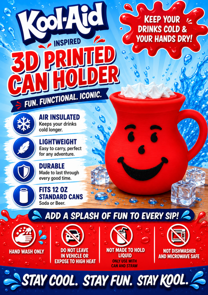Kool Guy Inspired - 12 oz Standard Can Holder - 3D Printed