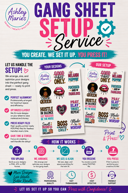 We Build Your DTF Transfer Gang Sheet