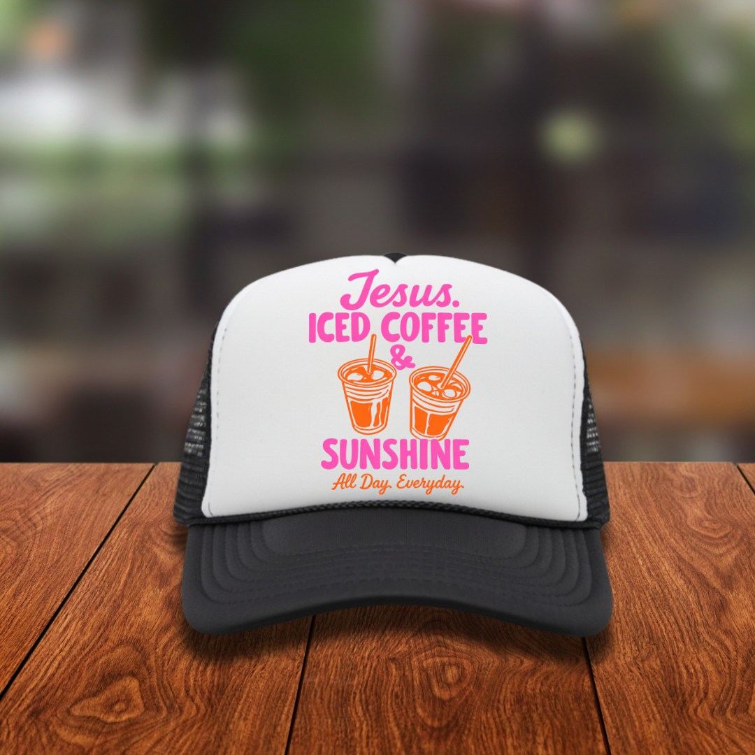 DTF Hat Patch - Jesus, Iced Coffee, & Sunshine