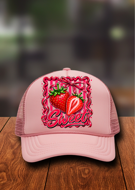 DTF Hat Patch/ Pocket - Sweet Strawberry Vibes