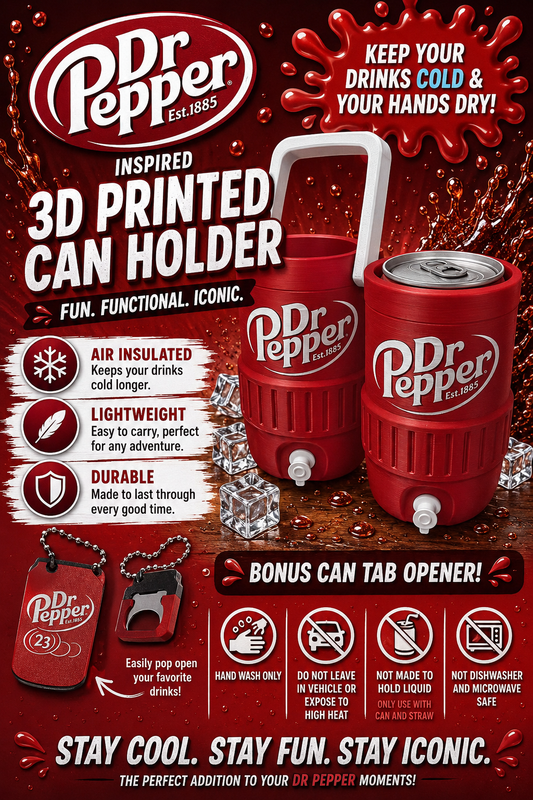 Dr Pepper - 12 oz Standard Can Holder - 3D Printed