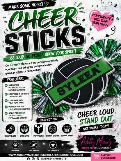 Personalized Cheer Sticks | Custom Sports Spirit Sticks for Schools, Teams & Athletes