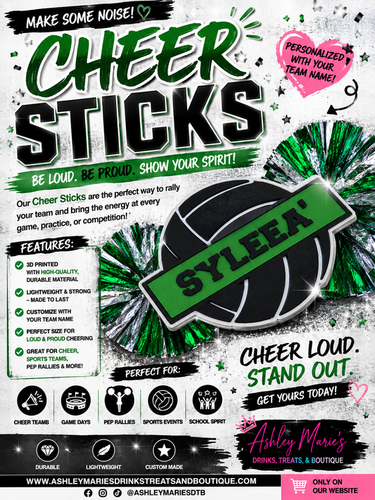Personalized Cheer Sticks | Custom Sports Spirit Sticks for Schools, Teams & Athletes