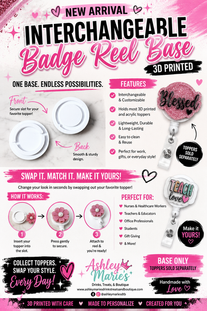 Interchangeable Badge Reel Base - 3D Printed