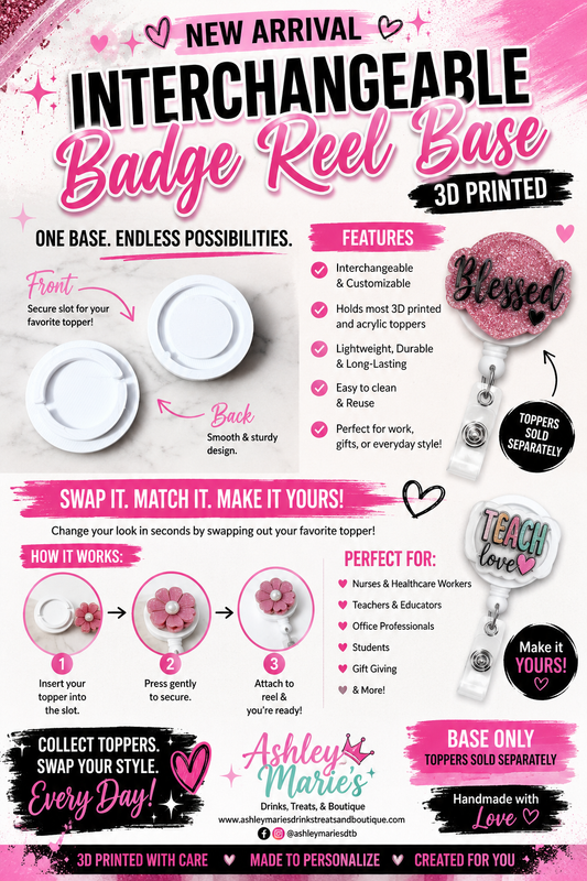 Interchangeable Badge Reel Base - 3D Printed