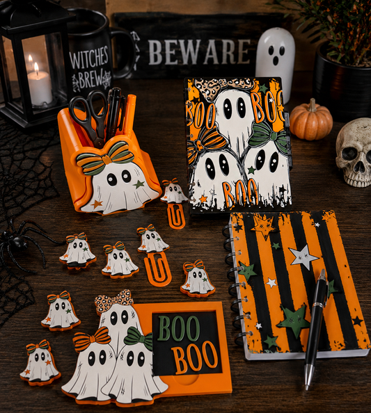 Boo Boo -Inspired 3D Printed Office Bundle | Horror Desk Organizer Set | Pen Holder, Sticky Note Holder, Jumbo Paper Clips & Desk Accessories
