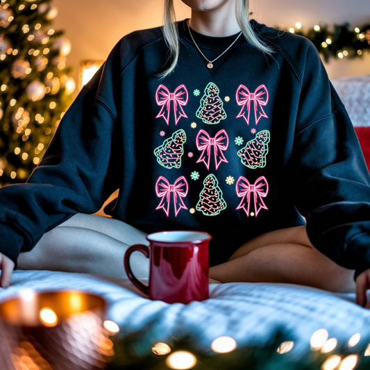 DTF- Neon Christmas Tree Cake Coquette