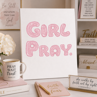 Girl Pray - Bubble Letters- Rhinestone Canvas Kit – DIY Bling Art & Rhinestone Craft Kit